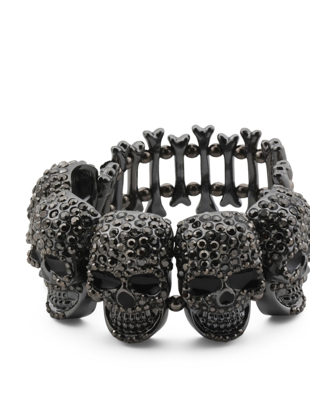 🖤▪️Natasha Couture ▪️Gunmetal Crystal Skull Stretch Bracelet